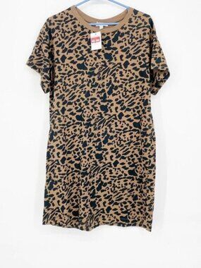 BP Short Sleeve T-Shirt Dress‎ Leopard Print Brown Size XXS *New with Defects*